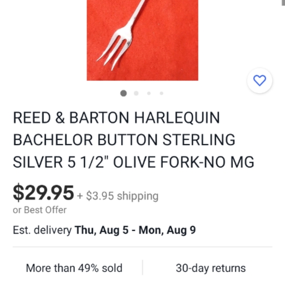 REED & BARTON STERLING SILVER OLIVE FORK HARLEQUIN - Picture 2 of 9